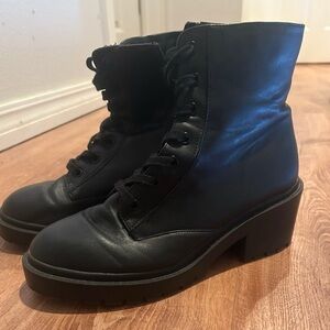 Black Women's Lace-Up Ankle Boots